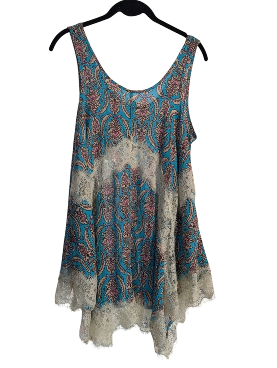Umgee USA Lace Trim Boho Tank Top | Paisley Print Flowy Tunic Small - Picture 2 of 7